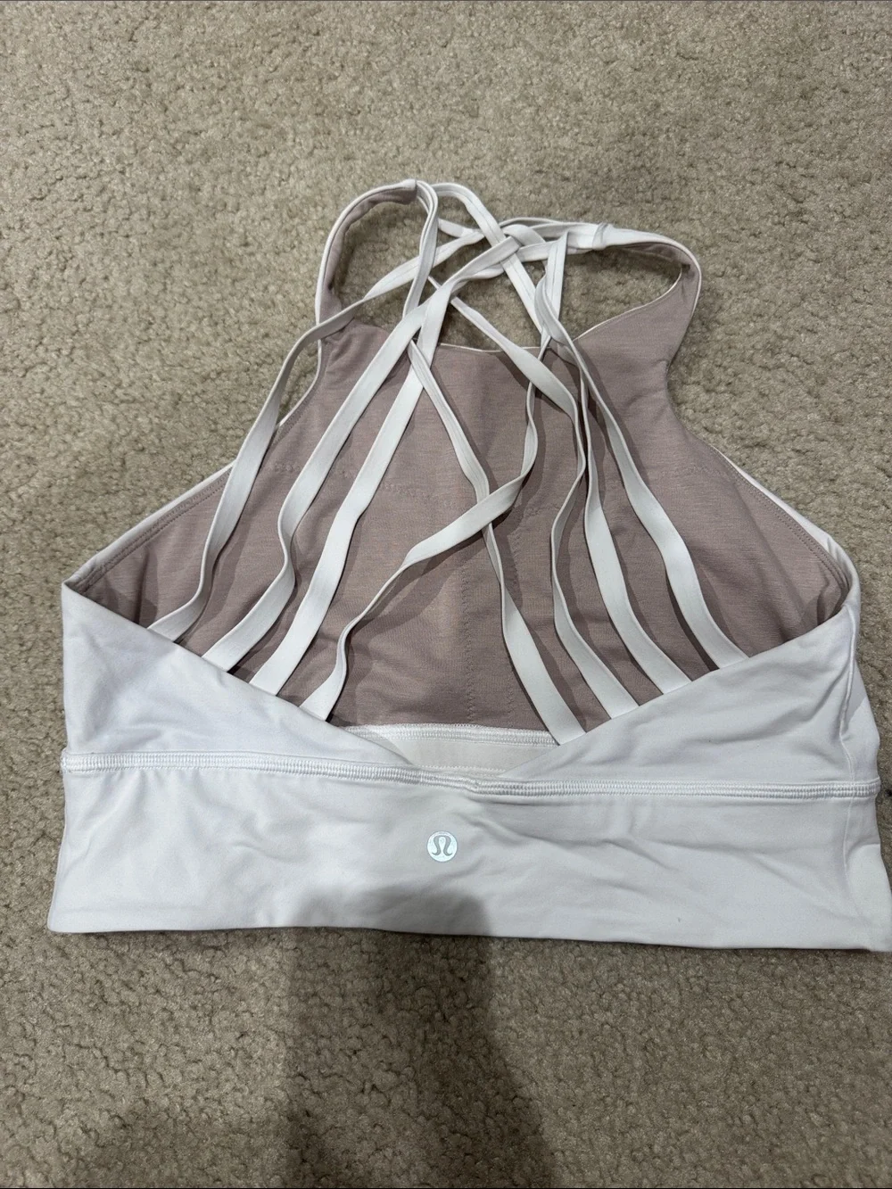 lululemon athletica White High-Neck Strappy Sports Bra